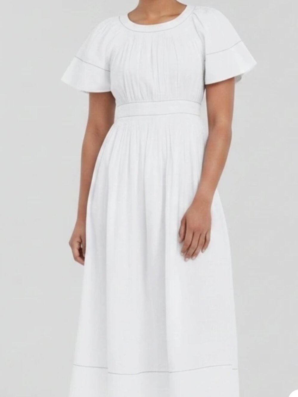 Ulla Johnson  Scoop Neck Midi Length Dress  White | Size: XS